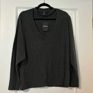 FOREVER 21 Charcoal Grey Lightweight Ribbed Sweater   Size Large